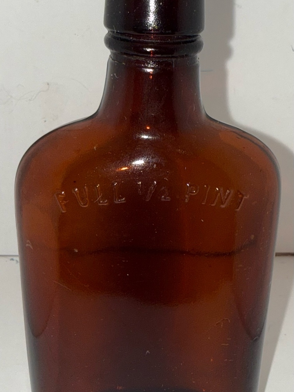 Amber Glass Flask Bottle - Decorative Home Accent